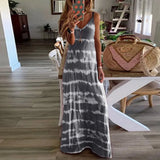 Size Dress Women Gradient Tie-Dye Striped Summer Dresses V Neck Sleeveless Casual Bohemian Maxi Dress Beach Tank