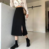 Skirts Women Mid-calf College A-line High Waist Korean Style All-match Friends Streetwear Chic Female Bottom Юбка