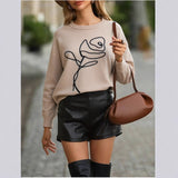 And Winter New Lace V-Neck Marinde Jersey Casual