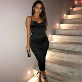 Orange Summer Dress 2019 Spaghetti Straps Cross Lace Up Backless Sexy Dress Party Club Wear Elegant Midi Dress Pink