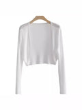 Silk Cardigan Long-Sleeved Buttonless Shawl Ultra-Thin Knitted Sunscreen Shirt With V-Collar Of Women's Air-Conditioning Shirt-Outfit