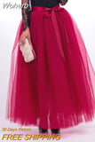Women 7 Layer 100cm Party Tulle Ball Gown Skirt Banquet Wedding Faldas Mujer Elastic Waist Bow Tie Belt Tutu Skirt QT2178-Outfit