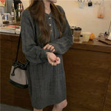 Woherb And Winter Long Sweater Dress Women With 2024 New Lazy Wind Bottom With Knit Skirt Women-Outfit