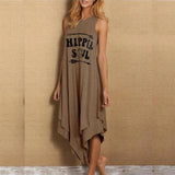 Soul Sleeveless Dress Summer Casual Letter Printed Plus Size Woman Tank Top Dress Fashion Loose O-Neck Female Beach