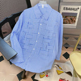 Women Solid Hollow Out Shirts Lapel Long Sleeve Loose Waist Fashion Patchwork Blouse Female Chic Casual Poly Shirt 2023-Outfit