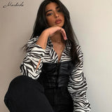 Autumn Casual Patchwork PU Leather Shirt Women Fashion Stripe Turn-down Collar Long Sleeve Clothing Lady Slim Top