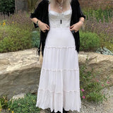 y2k Pleated Long Skirts Solid Frill Cute Sweet Skirt Grunge Fairycore Holiday Party Aesthetic Women Bottom Chic