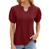 / Summer 2024 New V-Neck Solid Color Hit A Short-Sleeved Loose T-Shirt Jacket Women-Outfit