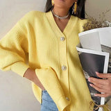 V Neck Oversized Cardigan for Women 2021 Autumn Winter Fashion Long Sleeve Knitted Casual Women's Cardigans