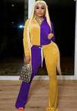 Winter Contrast Color Velour Zipper