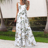 Elegant Sleeveless Tank Dress Celmia Bohemian Floral Print Long Party Dress 2022 Summer Holiday Casual Belted Maxi