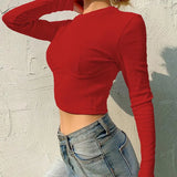 female tshirt knit long sleeve 2020 White Wild T Shirt casual fashion tee club simple women tops