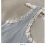 Lace tank corset top women halter neck sweater vest clothes sweet kawaii girly sleeveless vest summer single-breasted crop