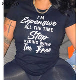 Women T-shirts Letter Print Short Sleeve O-neck Stretchy T Shirt Tops Female Fashion Streetwear Casual Tees Tops Summer-Outfit