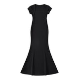 Trendy Women's Dress Street Shot Square Collar Fishtail Short-Sleeved Dress Slim Body Shows Thin Buttocks Spicy Girls Short Skirt-Outfit