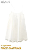 2023 Women Summer Mini Strap Dress Fashion Sweet Solid Embroidery Floral Female Elegant Street Dresses Clothing-Outfit