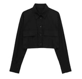 New Trench Coat Fabric Pocket Decoration Loose Short Shirt 2083363-Outfit