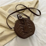 New PU Leather Small Handbag Fashion Texture Messenger Bag Trend Solid Color Single Shoulder Bag Female Portable Small Round