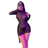 Night Swear Size 2023 Perspective Mesh Yarn Ultra-Thin Single-Sleeve Sexy