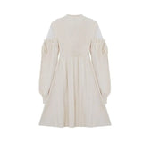 Winter New Half-Collar Mid-Length Knitted Dress Women Solid Sexy Mesh Stitching Off-Shoulder Long Sleeve Bow Dress