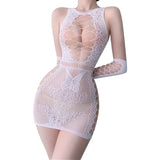Night Swear Ti Ti's Big-Size Lingerie Sexy Bodynet Tights Hollow Ass Skirt Perspective Net