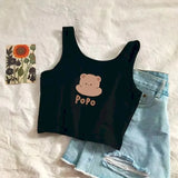 kawaii women's tube top tank vest bottoming underwear women cute prints slim short cropped clothes Korean summer corset