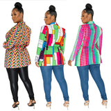 Fashion Avant-Garde Women's Big Lapel V Neck Long Sleeve Suit Single Woman-Outfit
