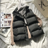 Cotton Down Vest 2021 Winter Warm Solid Color Loose Zipper Waistcoat Casual Sleeveless Mandarin Collar Short Jacket