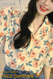 Hong Kong Retro Flower Blouse Women's 2023 Summer Chiffon Blouse for Women Korean Style Women Clothing Vintage Shirt-Outfit