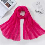 Muslim Women Crinkle Hijab Scarf Soft Solid Cotton Head ScarvesTurban Shawls and Wraps hijab femme musulman