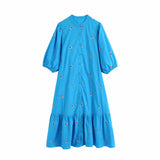 2024 New Simple And Generous Embroidered Flower Medium-Length Dress 4786067-Outfit