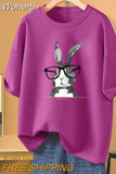 100% Cotton L-5XL Plus Size T Shirt Bunny Print O Neck Tshirt Short Sleeve Women Top Basic Summer Couple Solid T Shirts-Outfit