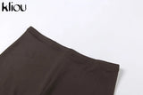 Kliou autumn new women hooded zipper pocket long sleeve tops sporty leggings matching set workout bodycon casual stretchy