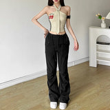 Woherb 2024 Summer Women's Tie Design Hanging Letter Print Slim Vest-Outfit