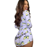 Sexy Women Bodysuit Long Sleeve Deep V Neck Bodycon Stretch Leotard Crop Top Button Short Romper Pajamas Women Jumpsuit