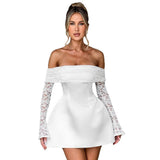 Summer New Women's Shoulder-To-Shoulder Bras Long Sleeve Sexy Lace A-Word