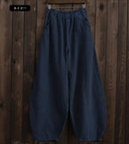 2022 Vintage Cotton Linen Pants Women Solid Loose Trousers Female Casual Ha Elegent Pants Solid Elasitic Waist Spring Autumn