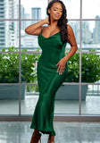 Formal Strap Sleeveless Solid Satin Backless Evening