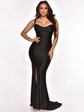 Formal Strap Sleeveless Solid Silt Evening