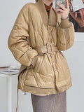 New Luxury Design Women Winter Down Jacket Solid Sashes Coat Female 90 White Duck Puffer Down Parka Sweet Office