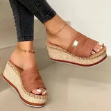 Women Wedges Slippers 2021 Fashion Platform High Heels Slippers Mules Casual Outdoor Beach Slides Flip Flops
