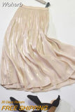 Summer Pleated Skirt High-waisted Smooth Loose Long Midi Skirt Faldas Mujer Saias A-line Solid 12 Colors Skirts QH1995-Outfit