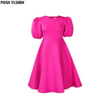 A-line Dress African Dresses for Women 2023 Elegant Short Lantern Sleeve High Waist Robe Africaine Femme African Clothes-Outfit