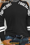 Print Cold Shoulder Top Beading O Neck Fashion Hollow Out Long Sleeve Tops T Shirt-Outfit