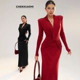 New Women's Fashion Temperament Cross V-Neck Bat Pack Hip Knitted