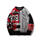 Hip Hop Men and Women Round Neck Pullover Loose Printed Sweater Casual Designer Long Sleeve Oversize Couple Men