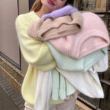 And Winter Ins Style Imitation Marince Sweater Women Lazy Style Temperament Loose Ultra-Soft Knitted Tops