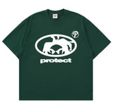Street Trend Brand Prote Ct Print T-Shirt Gothic High Street Loose T-Shirt Casual Hip-Hop Short