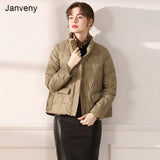 Winter Ultra Light Down Coat Women 90% White Duck Down Jacket Short Windproof Clothes Stand Collar Female Puffer