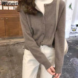 Casual Cardigan Women Simple Solid Elegant Cropped Tops Female Spring Fall Clothing Soft Korean Style New Outerwear Retro-Outfit